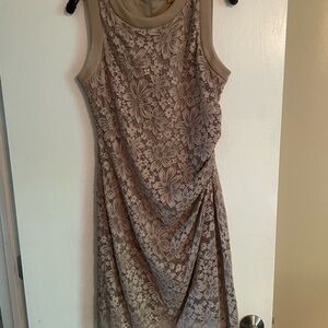 Calvin Klein Floral Lace Midi Dress - Beige